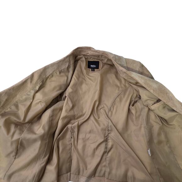 Mossimo Womens Tan Suede Genuine Leather Button Jacket SZ XL Y2K Western Rodeo - Picture 9 of 12